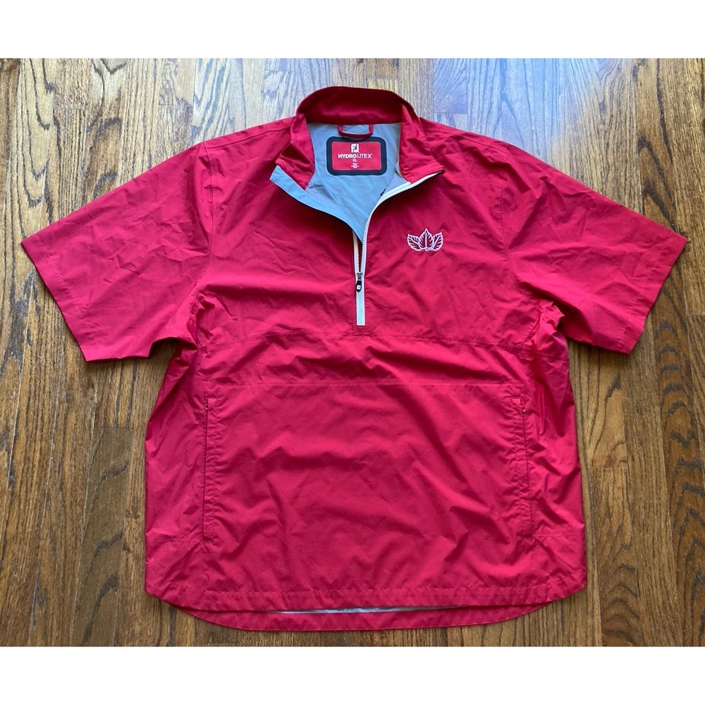 FootJoy HydroLite X Rain Shirt Mens XL Windbreaker Golf Red Short Sleeve